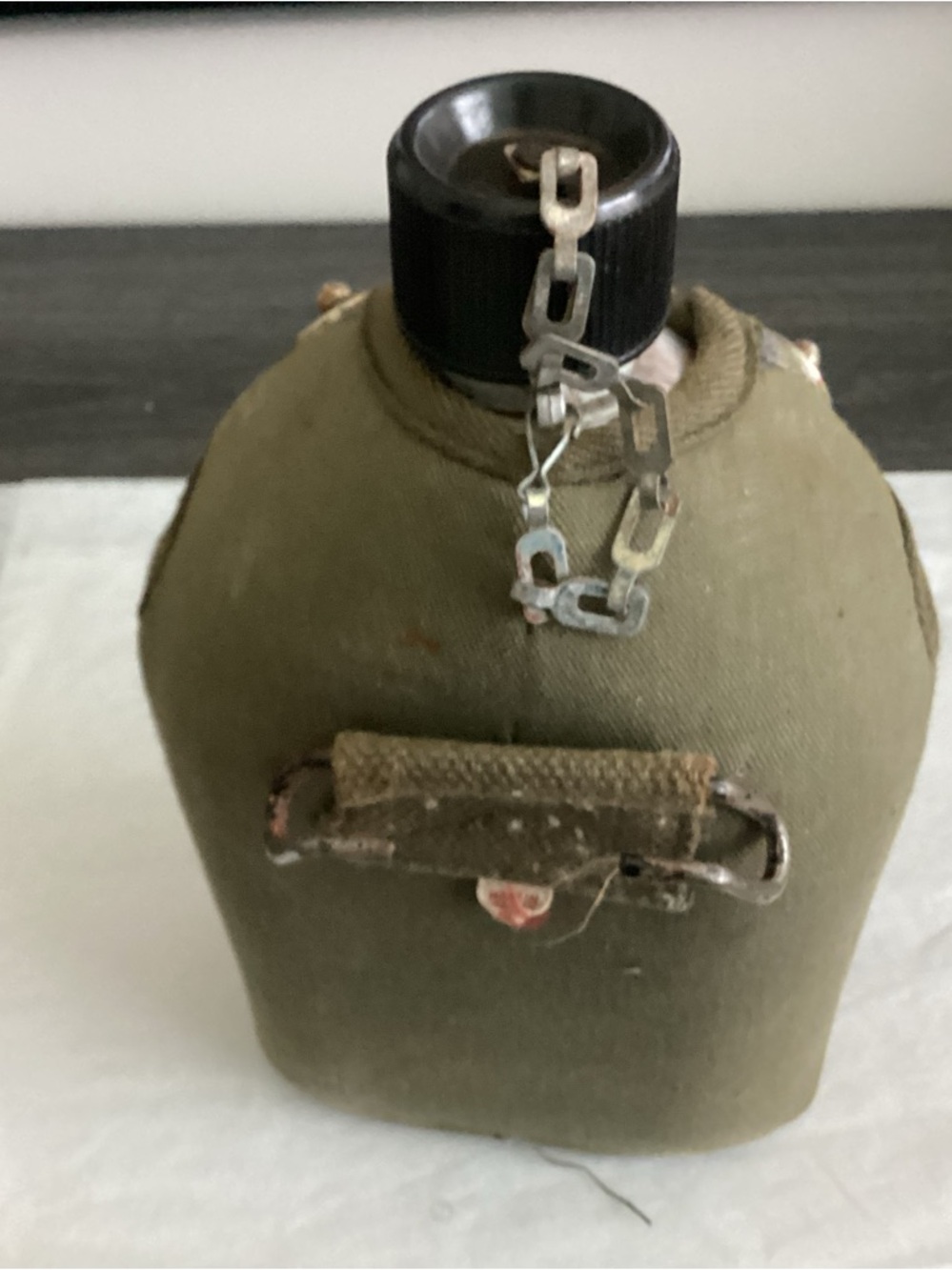 Vtg. Authentic 1940s WWII Miltary aluminum canteen/flask. Canvas pouch